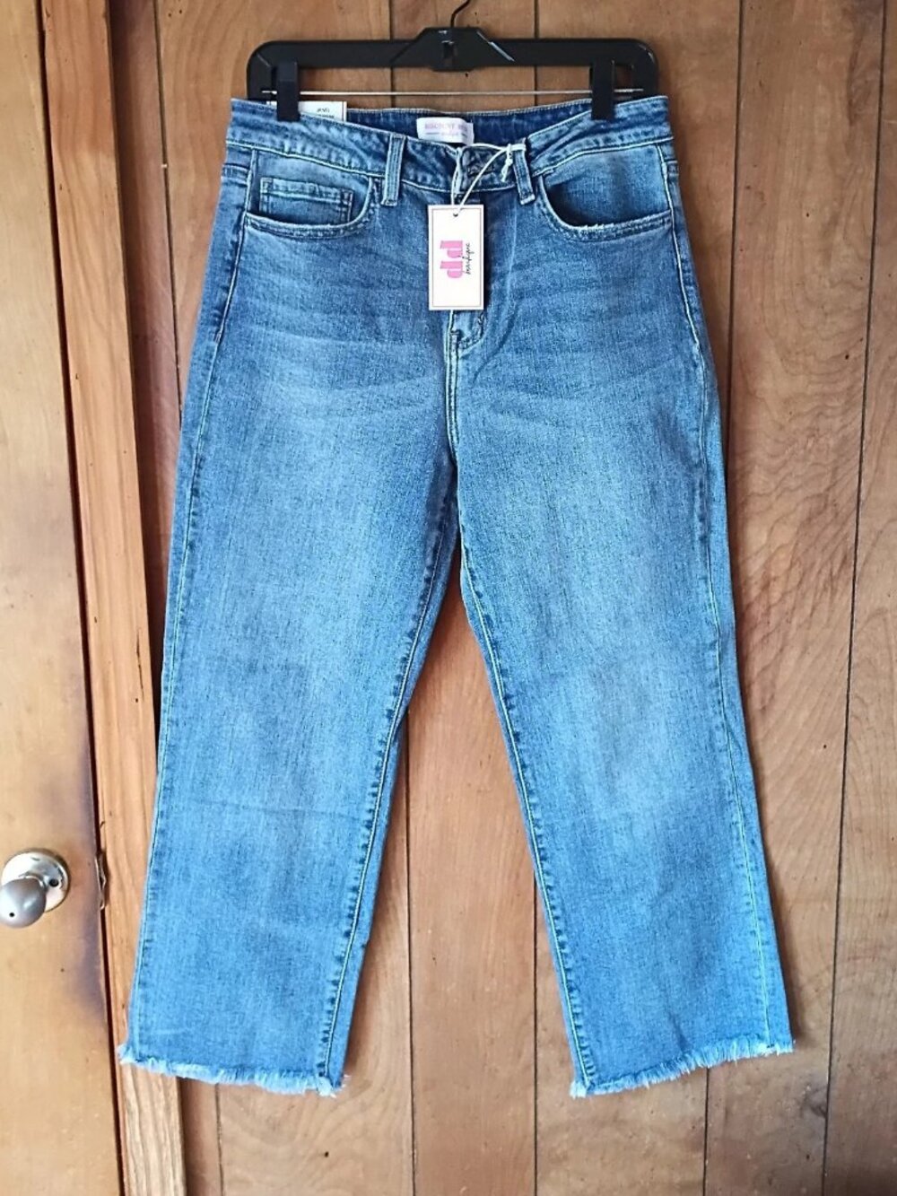 Boutique Stretch Denim Jeans Size 11 NWT Cropped Raw Hem Blue
